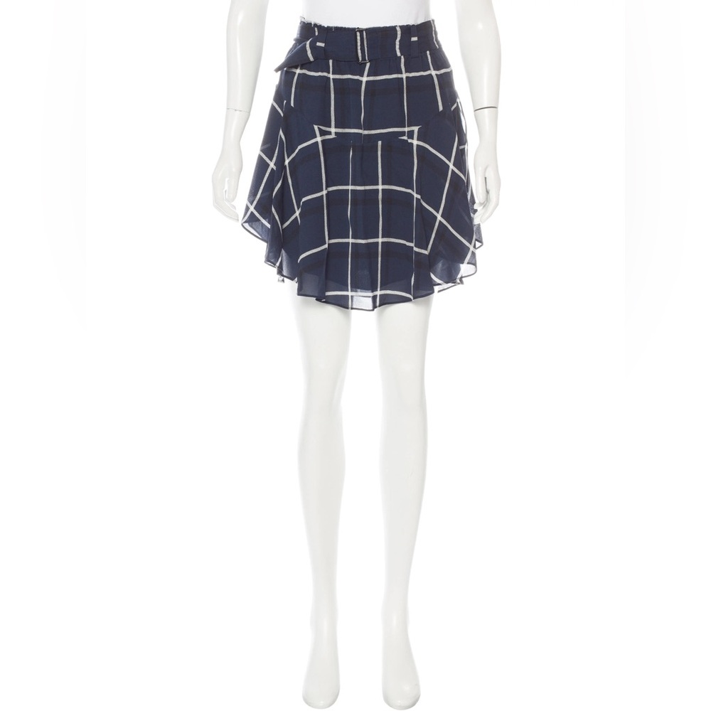 A.L.C. Asymmetrical Navy Plaid Mini Skirt